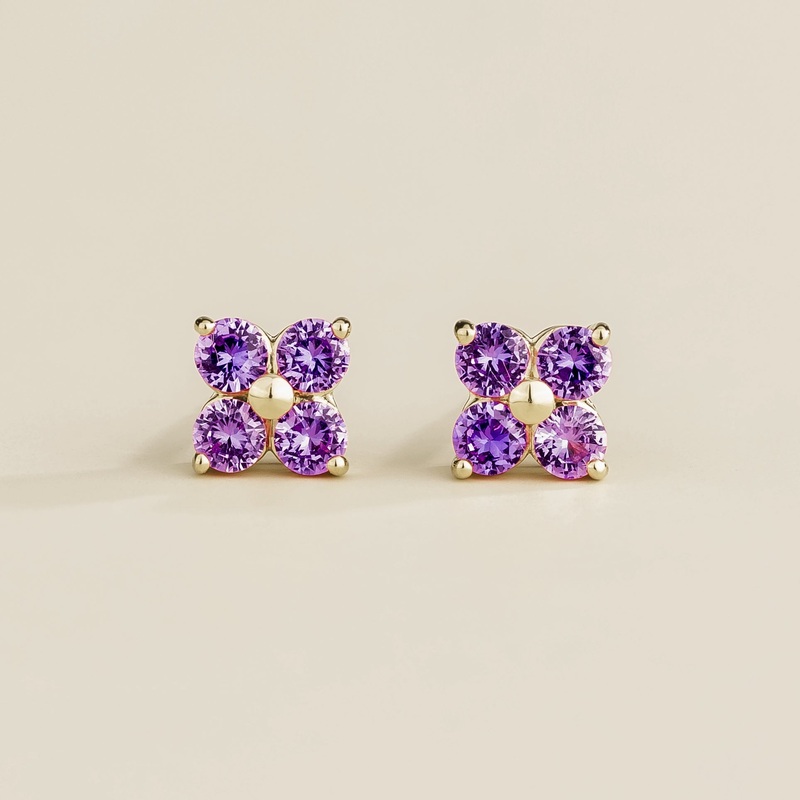 Petale white gold earrings set with Purple sapphires