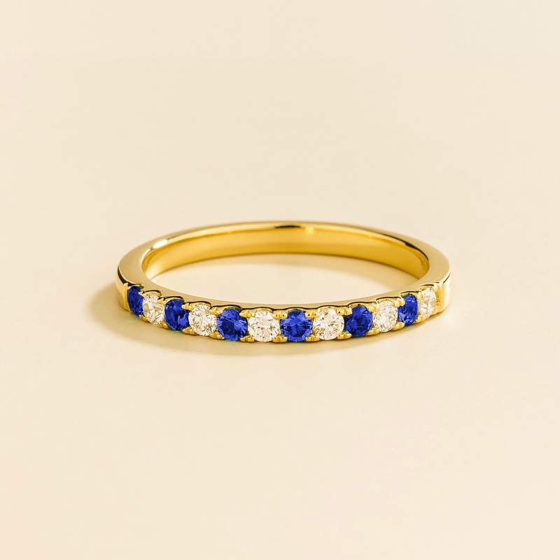 Salto Gold Ring In Blue sapphire & Diamond