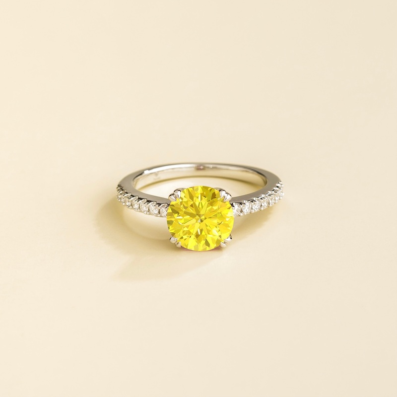 Solen White Gold Ring Yellow Sapphire & Diamond