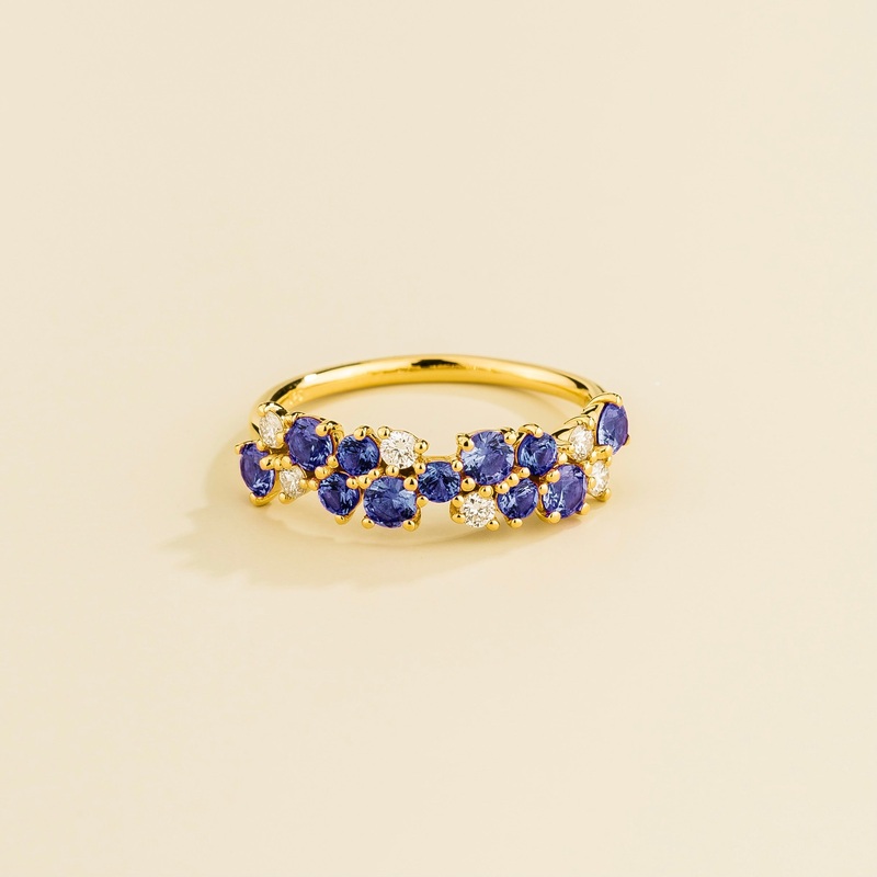 Starry Gold Ring Blue Sapphire & Diamond