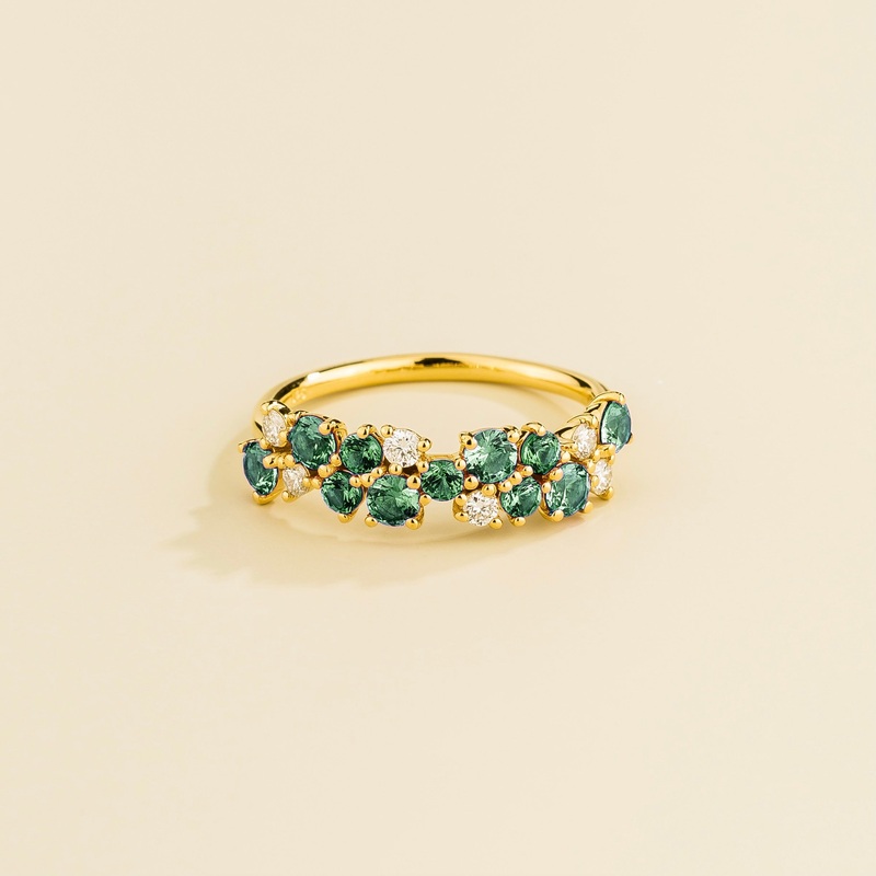 Starry Gold Ring Emerald & Diamond