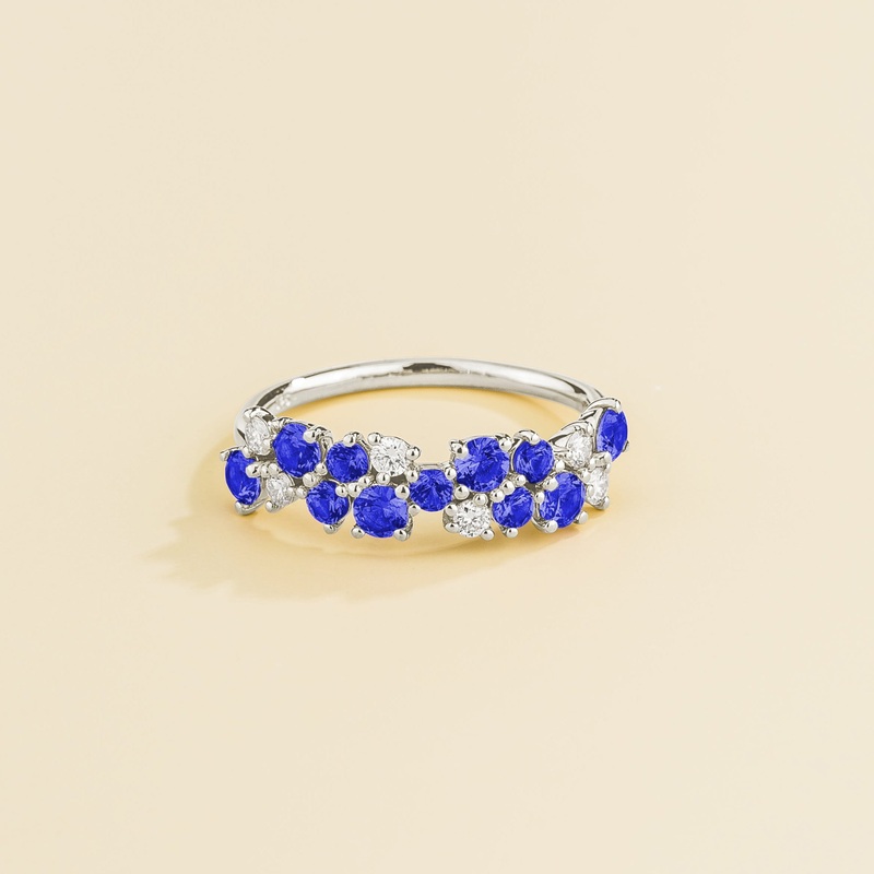 Starry White Gold Ring Blue Sapphire & Diamond