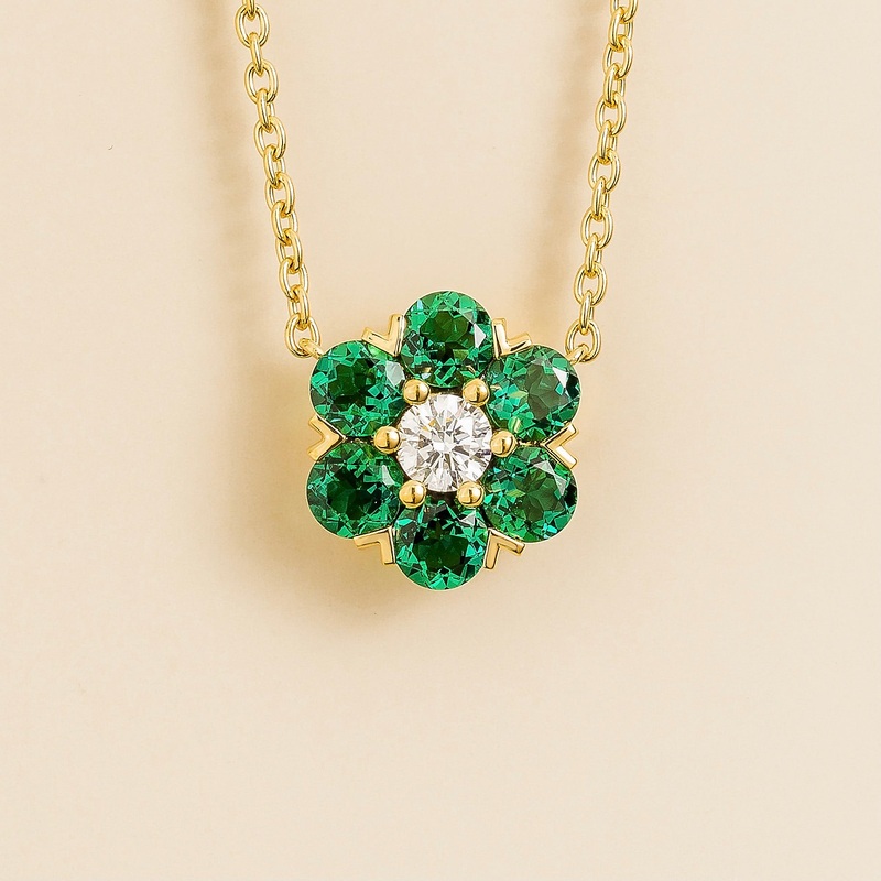 Cinq Gold Necklace Diamond & Emerald