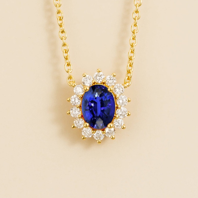 Divo Gold Necklace Set With Blue Sapphire & Diamond