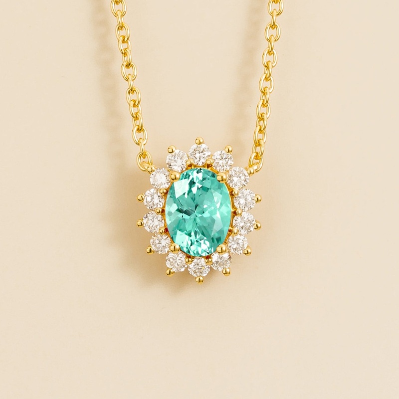 Divo Gold Necklace Set With Paraiba Sapphire & Diamond