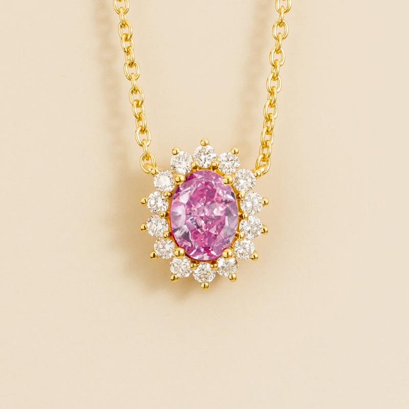 Divo Gold Necklace Set With Pink Sapphire & Diamond