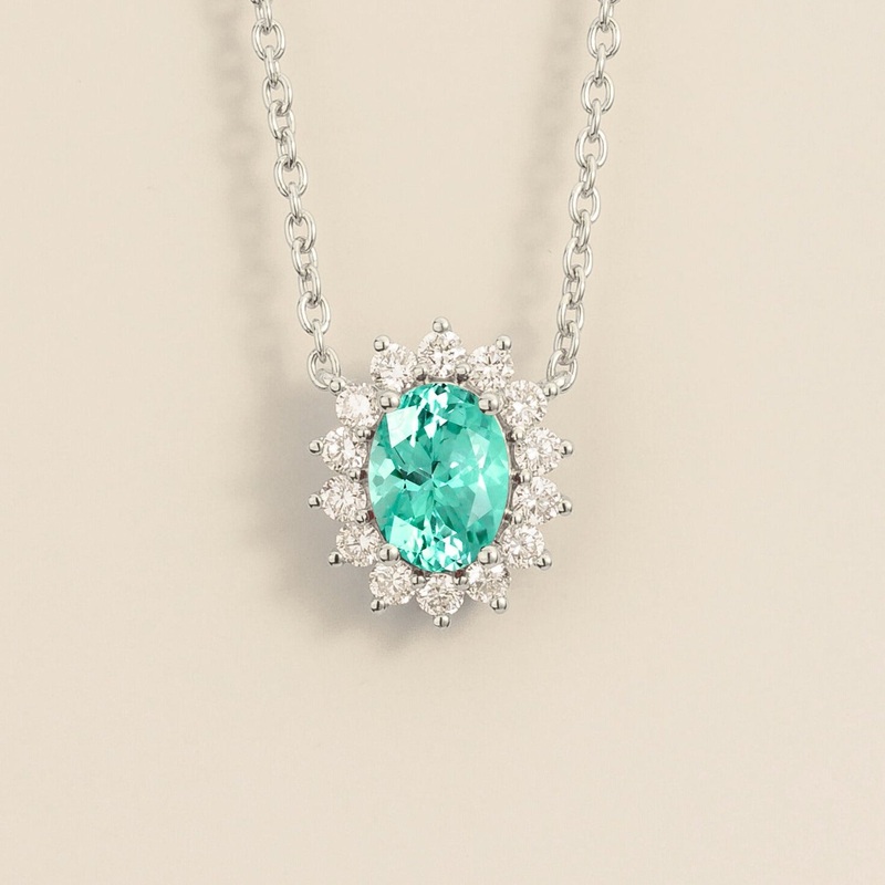 Divo White Gold Necklace Set With Paraiba Sapphire & Diamond