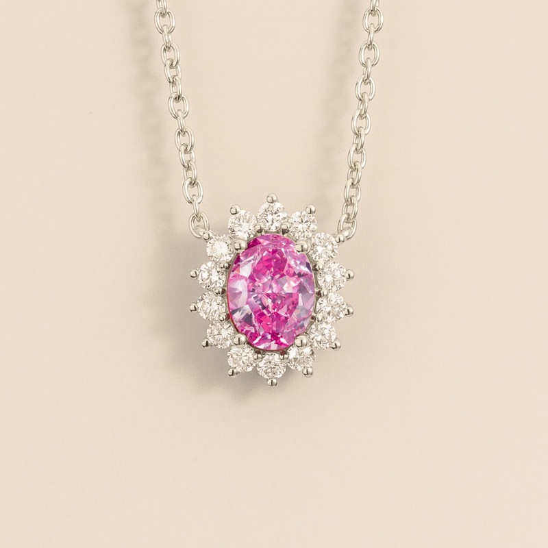 Divo White Gold Necklace Set With Pink Sapphire & Diamond