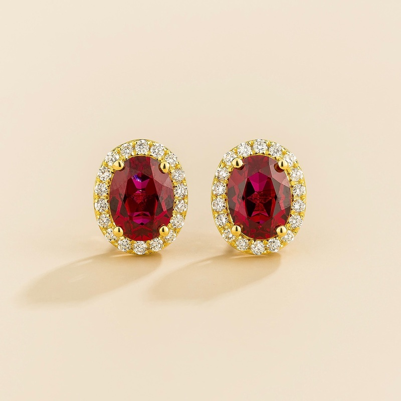 Mina Gold Earrings Ruby & Diamond