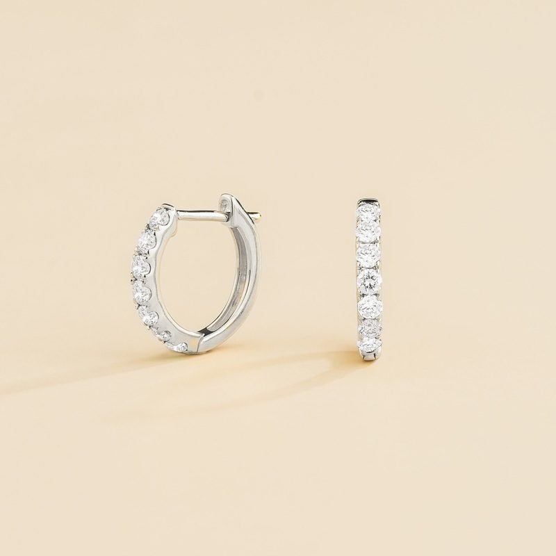 Stacy White Gold Huggie Earrings Set With Diamonds