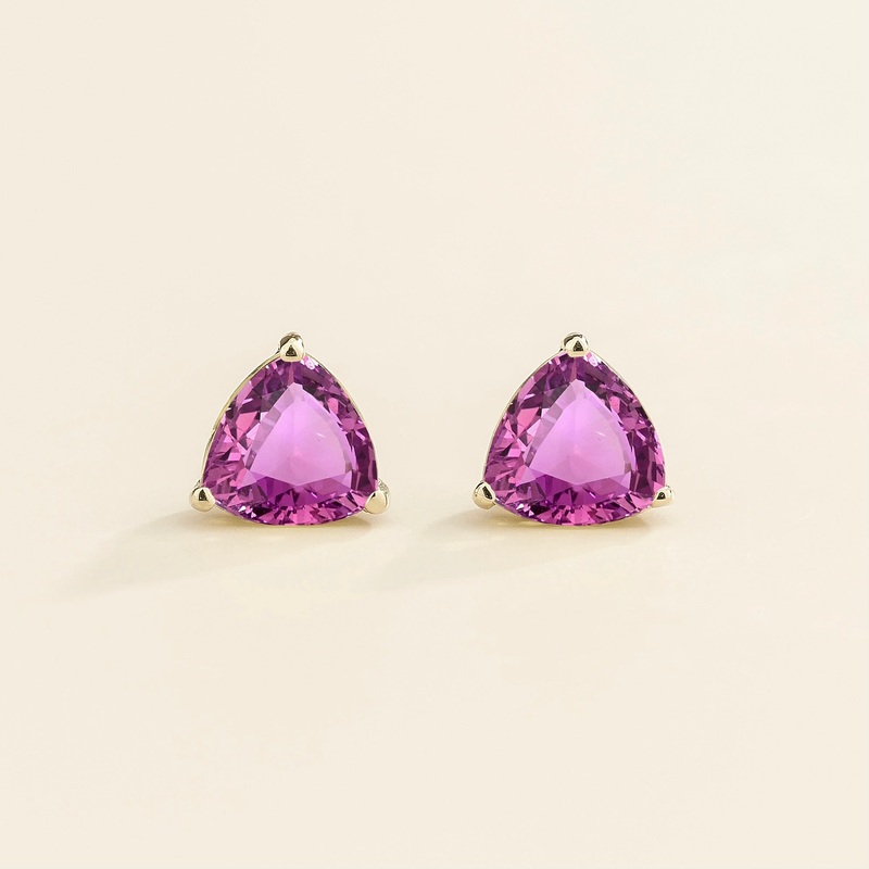 Trillion white gold earrings set with Purple sapphire