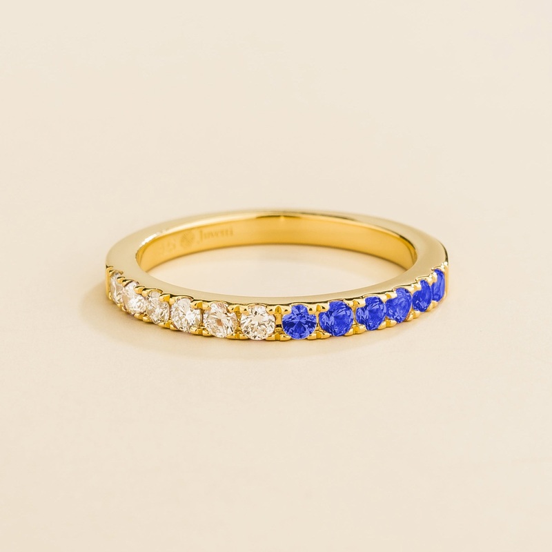 Dimi Gold Ring In Blue Sapphire & Diamond