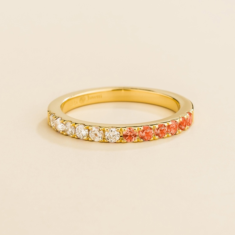 Dimi Gold Ring In Padparadscha Sapphire & Diamond