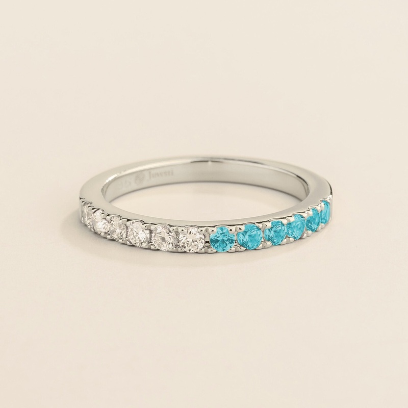 Dimi White Gold Ring In Paraiba Sapphire & Diamond