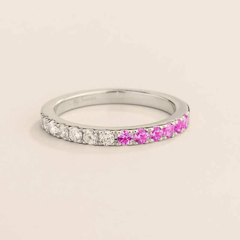 Dimi White Gold Ring In Pink Sapphire & Diamond