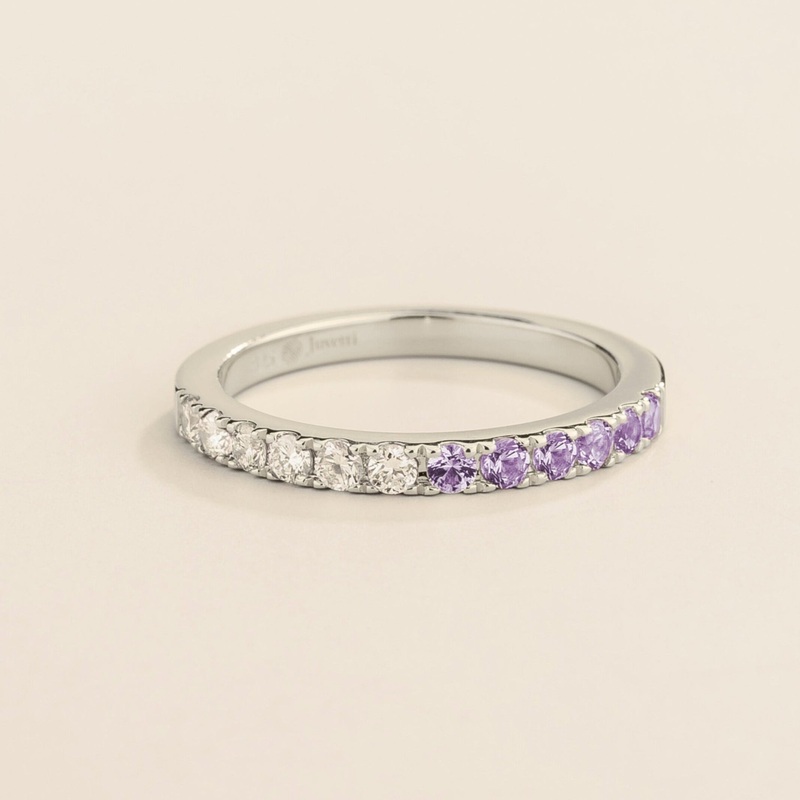 Dimi White Gold Ring In Purple Sapphire & Diamond