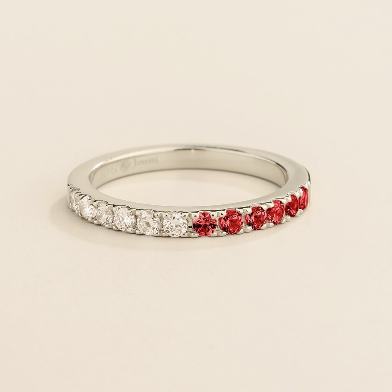 Dimi White Gold Ring In Ruby & Diamond