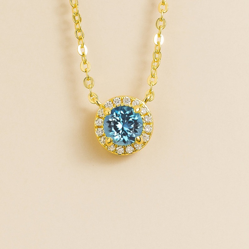 Mars Gold Necklace Set With Aquamarine & Diamond