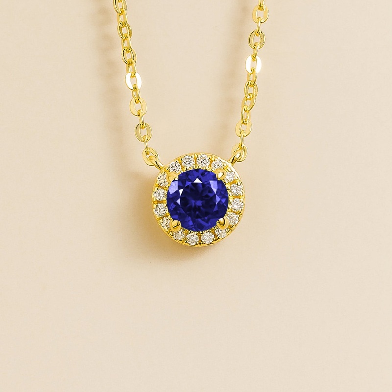 Mars Gold Necklace Set With Blue Sapphire & Diamond