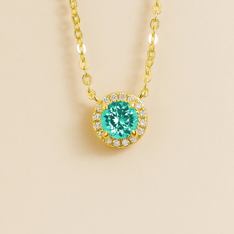 Mars Gold Necklace Set With Paraiba Sapphire & Diamond