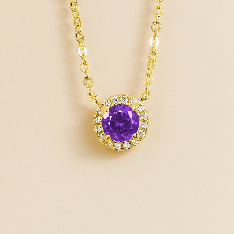 Mars Gold Necklace Set With Purple Sapphire & Diamond