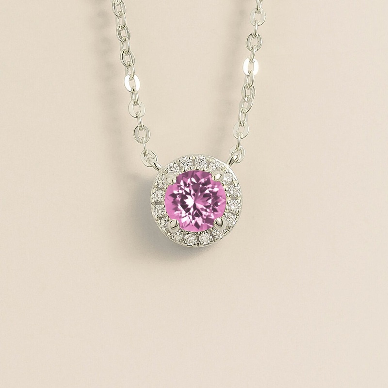 Mars White Gold Necklace Set With Morganite & Diamond