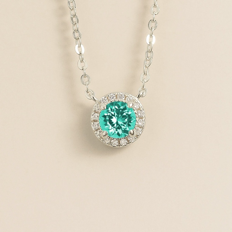 Mars White Gold Necklace Set With Paraiba Sapphire & Diamond