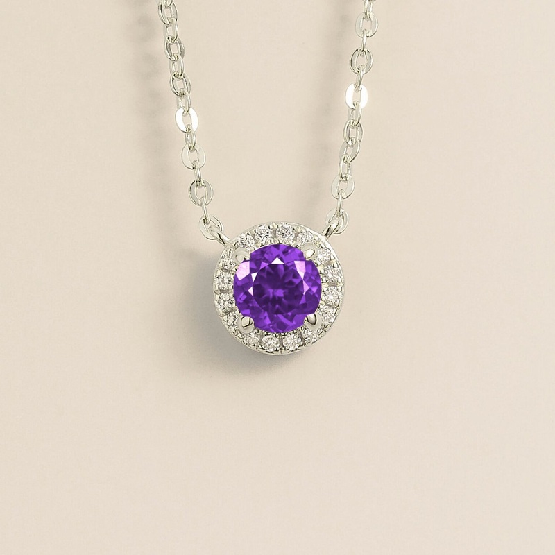 Mars White Gold Necklace Set With Purple Sapphire & Diamond
