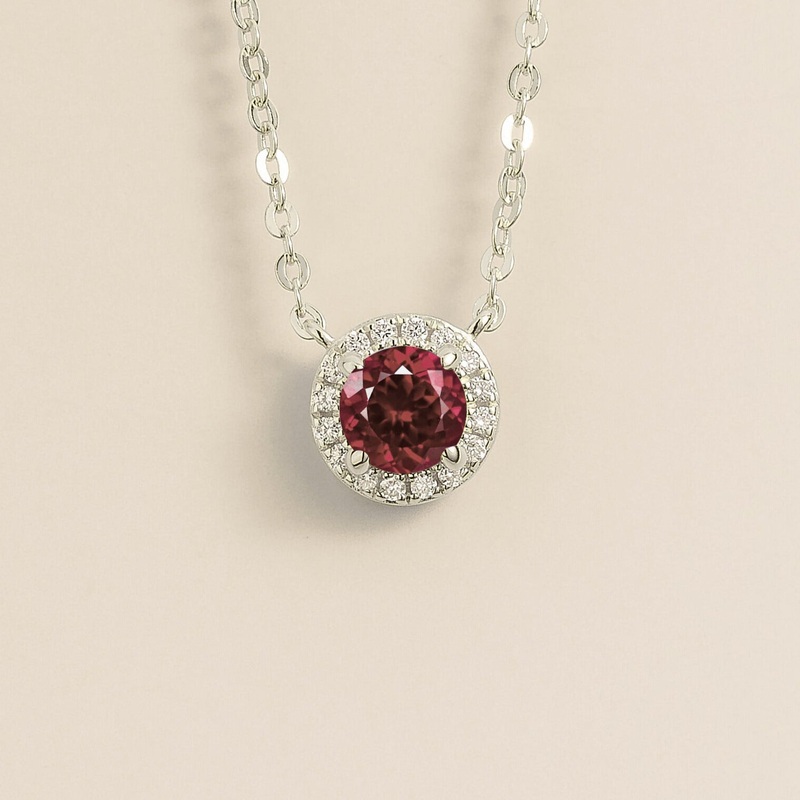 Mars White Gold Necklace Set With Ruby & Diamond