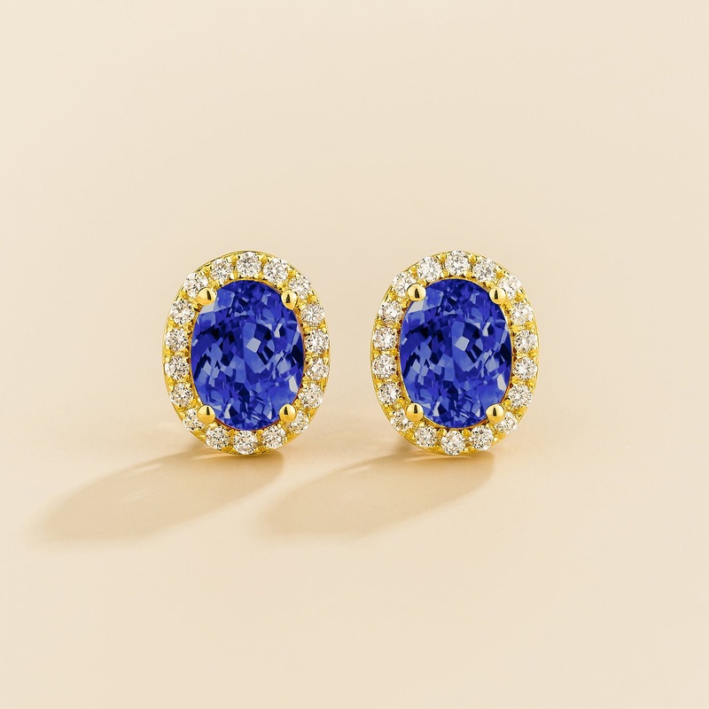 Mina Gold Earrings in Blue Sapphire & Diamond