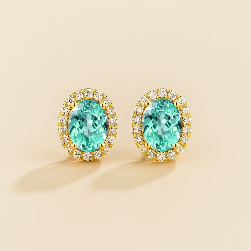 Mina Gold Earrings in Paraiba Sapphire & Diamonds