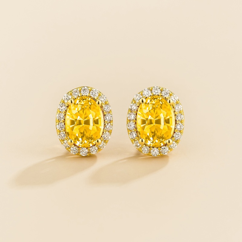 Mina Gold Earrings in Yellow Sapphire & Diamonds