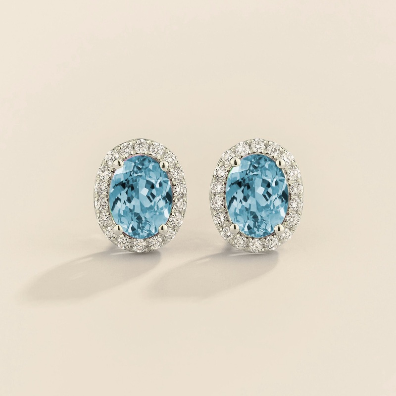 Mina White Gold Earrings in Aquamarine & Diamond