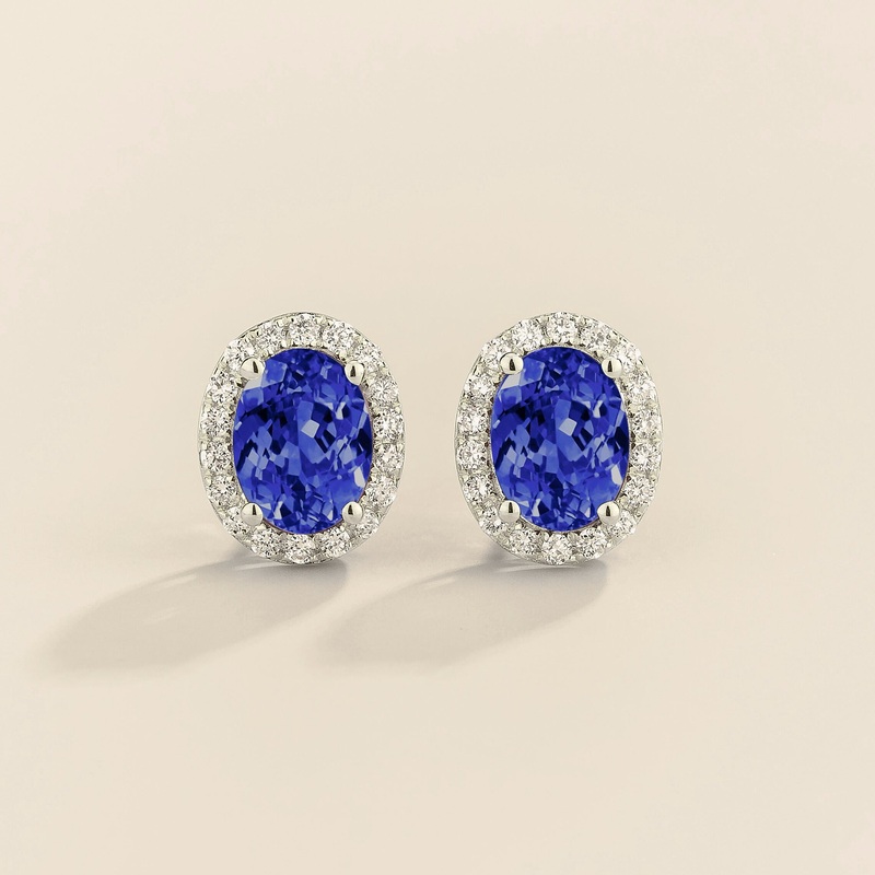 Mina White Gold Earrings in Blue Sapphire & Diamond