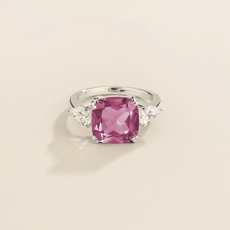 Pari White Gold Ring in Morganite & Diamond